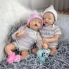 45cm Lifelike Reborn Baby Doll Twin A Twin B Cloth Body Soft Touch Real Life Newborn Dolls Rooted Mohair Alive Bebe Reborn Boneca Kid's Christmas Gift