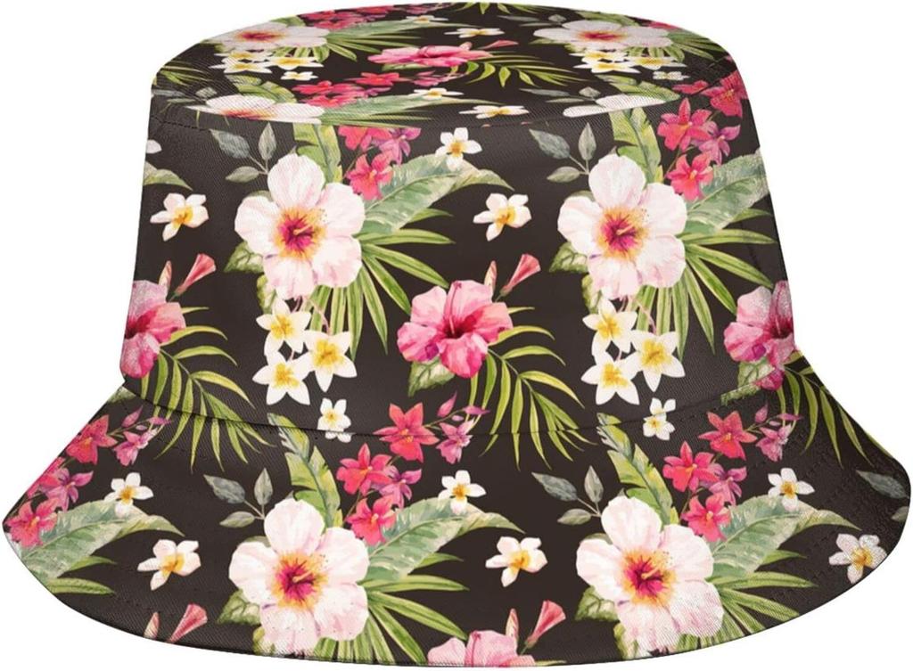 Fashion Hawaii Hawaiian Flowers Print Bucket Hat Summer Fisherman Cap For Women Men 07