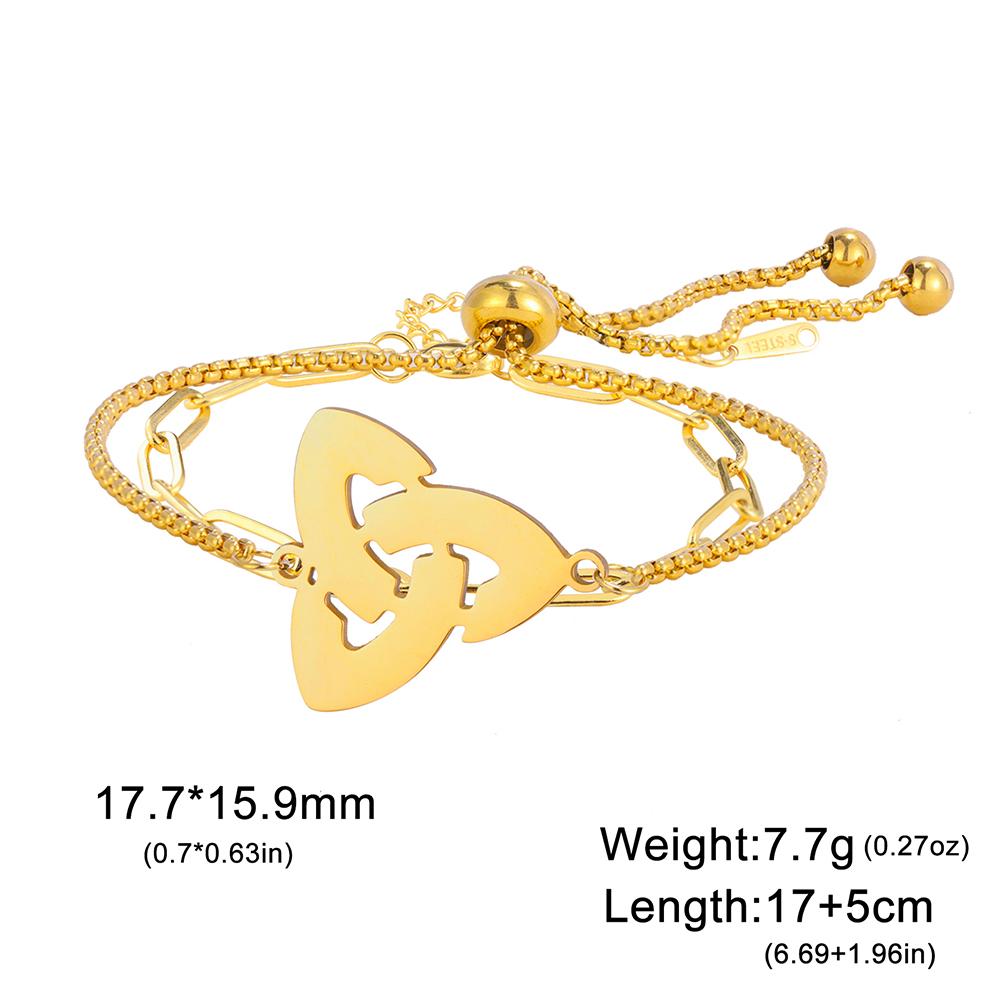 Dawapara Irisches Dreifaltigkeitsknoten Armband Triquetra Glücksbringer Spiritueller Partner Schmuck Edelstahl Neujahrsgeschenk