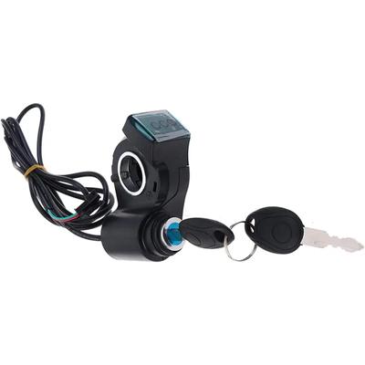 Electric Bicycle Thumb Throttle Voltmeter Digital with Key Lock E-Bike Finger Thumb Throttle Voltage Display Switch Power