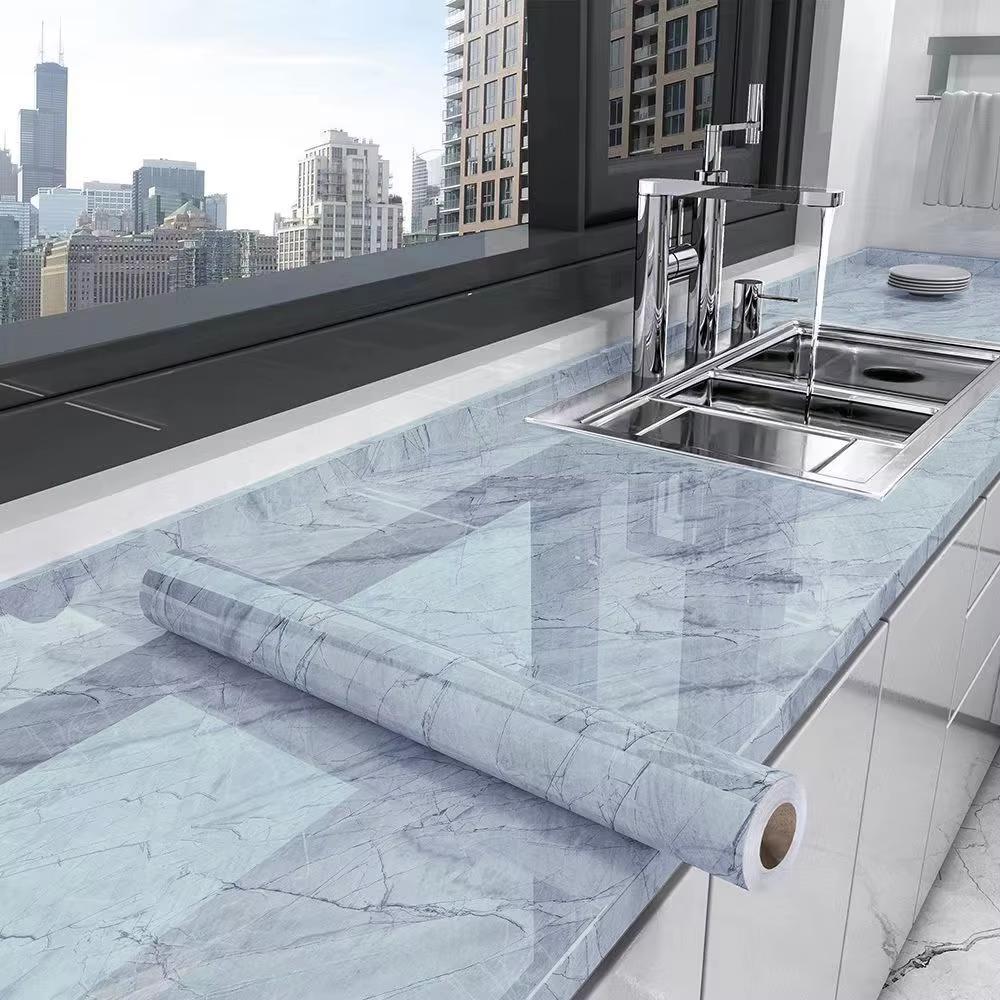 Marble Kitchen Oil-Proof Film Stove Waterproof Moisture-Proof Self-Adhesive Wallpaper Countertop Cabinet Renovation Tile Sticker