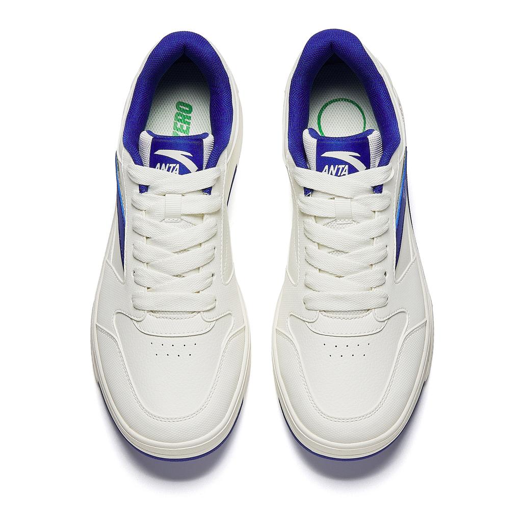 Anta Street Fun Sports Casual Comfortable Height Increasing Wear Resistant Non Slip Low Top Skate Shoes Men Sneakers White Blue 912518007-2