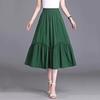 Yousheng Damen Midirock Elastischer Hoher Bund A-Linie Langer Rock mit Taschen Einfarbiger Dünner Stil Rock Schlankmachendes Design Rock