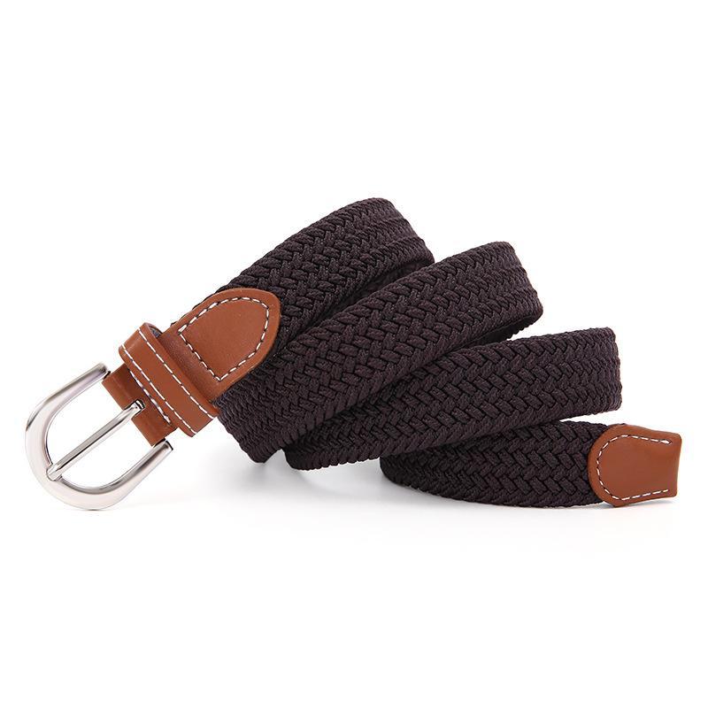 Women's Solid Color Elastic Canvas Belt with Pin Buckle