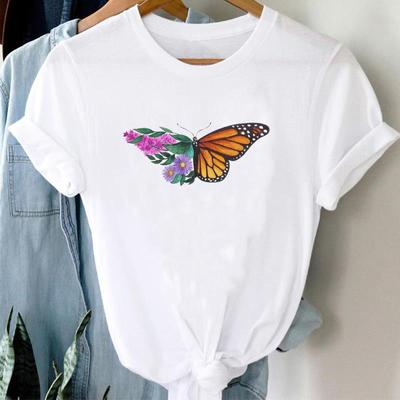 (Asiatische Größe) Kurzarm T-Shirt Top Schmetterling Schöner Trend 90er Jahre Trend Mode T-Shirt Frauen Kleidung Lässiger Druck Dame Weibliches Grafik T-Shirt