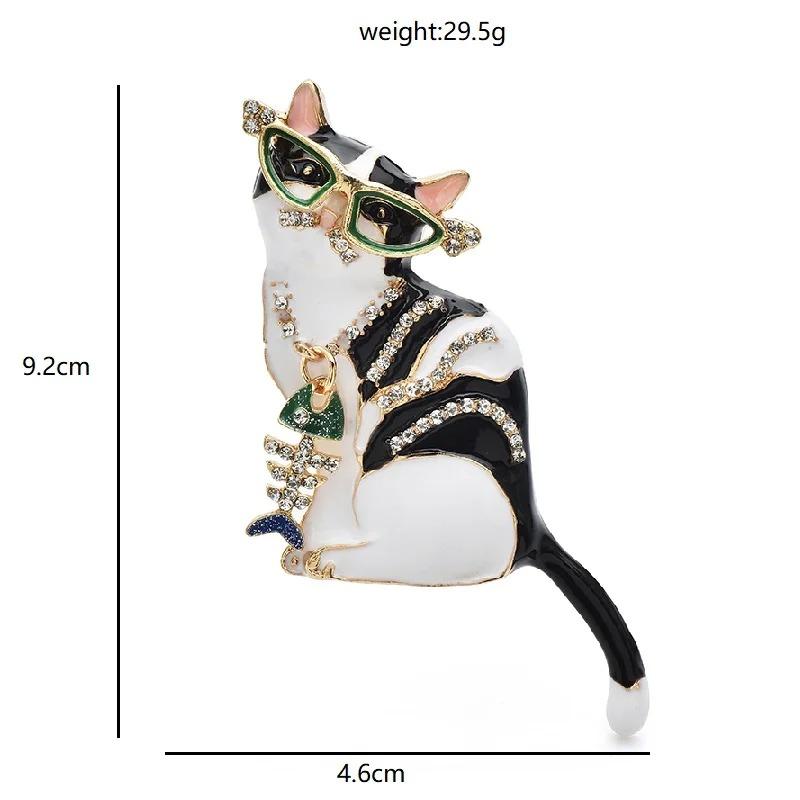 Fish Bone Cat Brooch, Alloy Enamel, Cute Pet Animal, Women's Clothing, Backpack Jewelry Gift, Creative Fashionable and Versatile