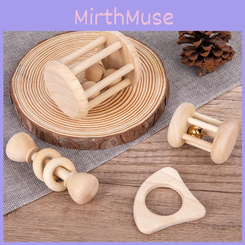 Natural Wooden Baby Rattle Set Toy With Sounding Features For Kids Play Sensory