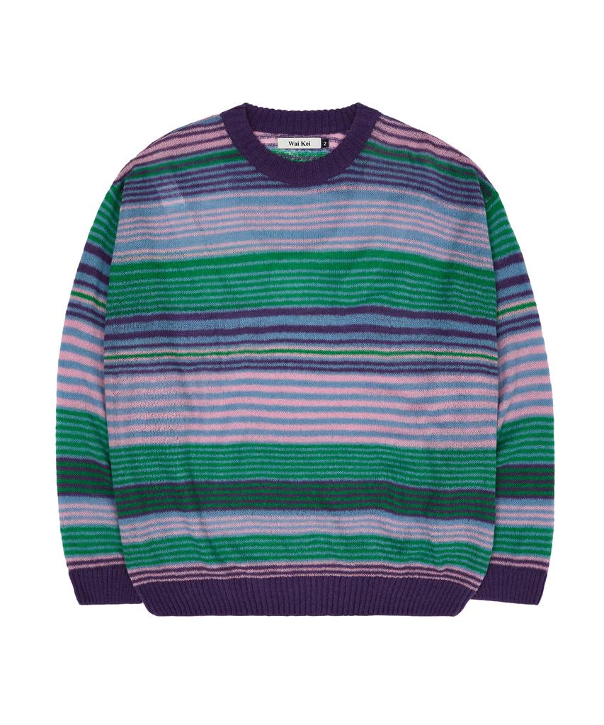 WAIKEI Multi-Stripe See-Through Knit Purple