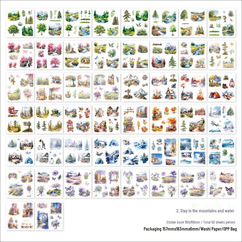 Twilight Die-cut Washi Sticker Book: Life Material Decoration DIY - 4 Styles, 50 Sheets