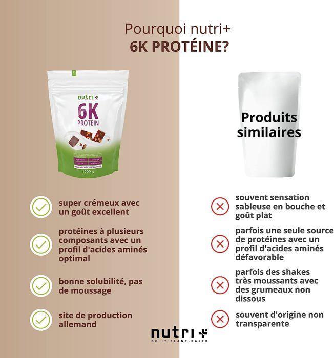 Nutri+ shape &amp; shake 6k protein - poudre de protéines végétaliennes - nougat au chocolat - proteines - 1000g