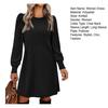 Women's Fall Crew Neck Sweater Dress Long Lantern Sleeve Short Dress Casual Knit Pullover