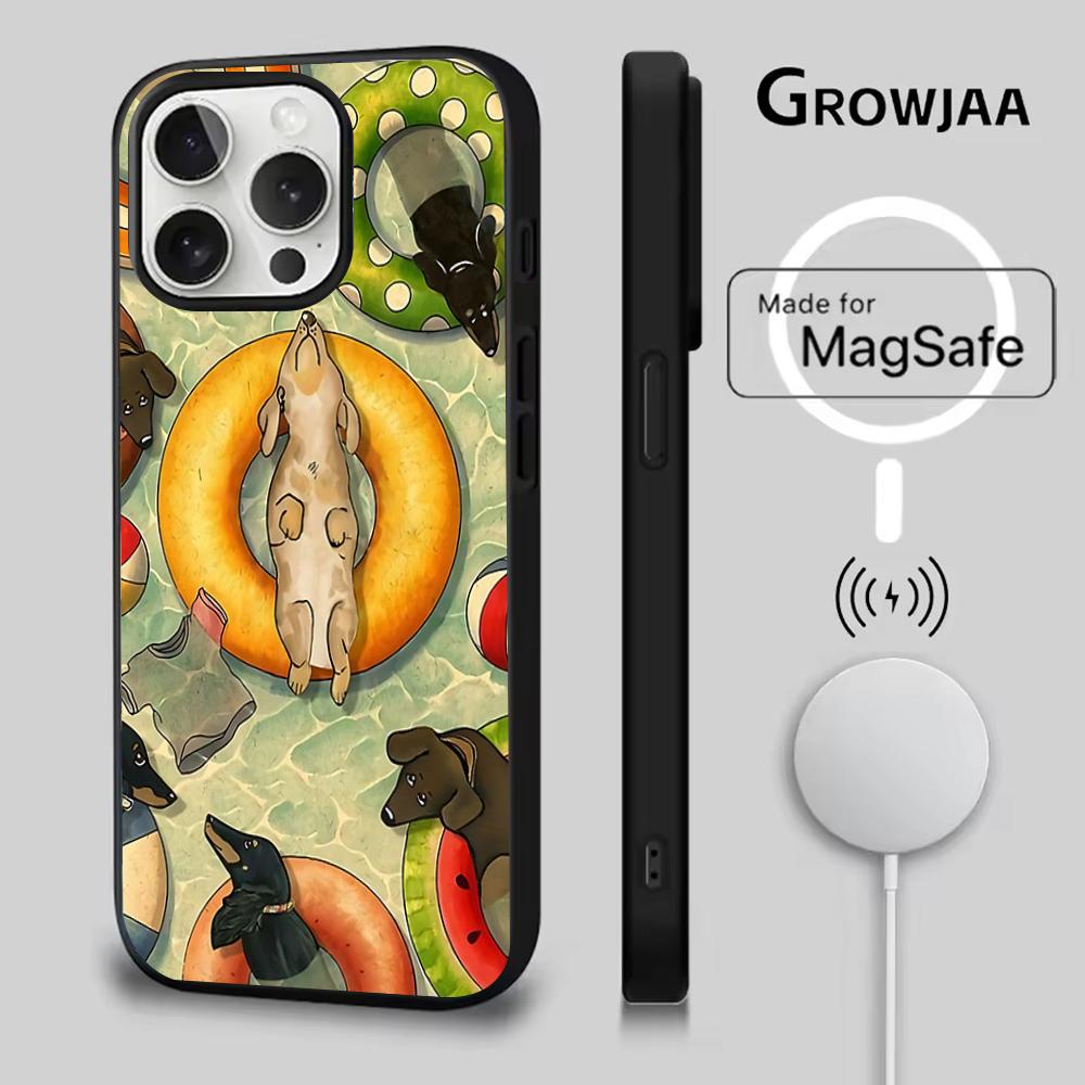 

Чехол для телефона с изображением таксы и надписью Любовь для iPhone 16e, 16, 15, 14, 13, 12, 11, Plus, Pro, Max, Mini, с магнитной беспроводной зарядкой MagSafe iPhone16e