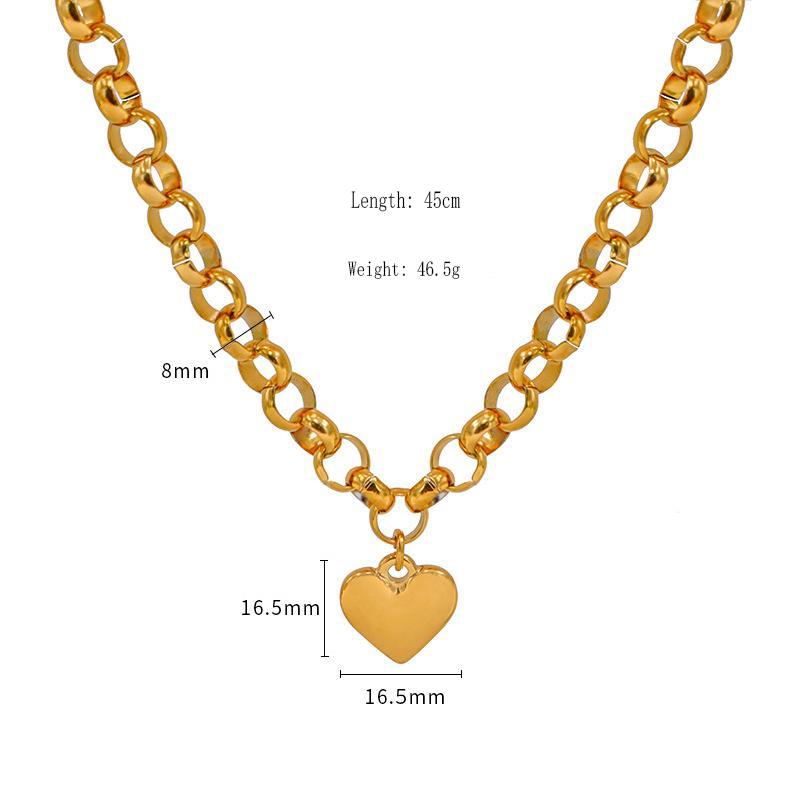 Fashion Heart Pendant Necklaces Women OT Clasp Cuban Link Chains Vintage Personalized Banquet Party Jewelry Accessories Gifts