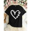 Plus Size Heart Print T-Shirt Casual Crew Neck Short Sleeve T-Shirt Women's Plus Size Clothing
