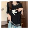 Navava Loose Fit Color Block Bead Thin Short Sleeve Knit Nk2037