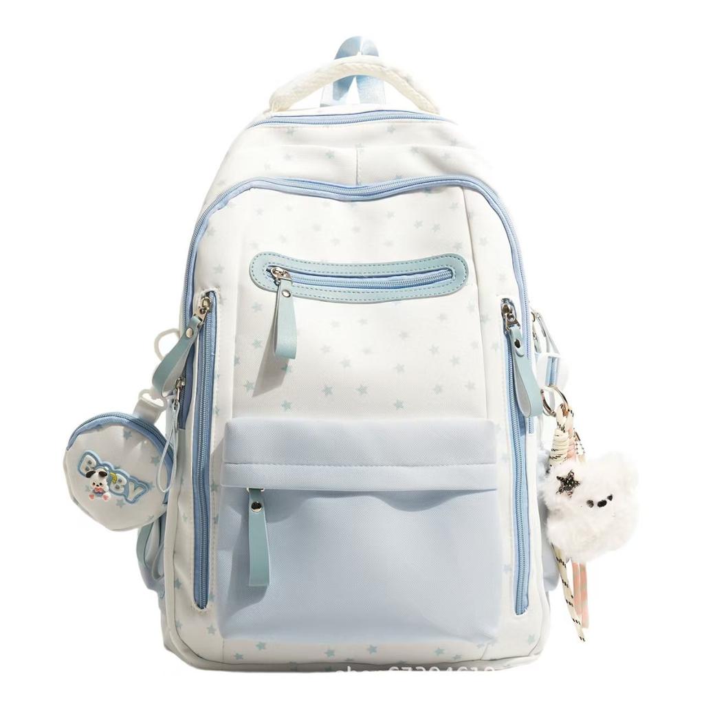 Schoolbag Popular 1011 New Middle and High School Girls Large-capacity Backpack Stars Small Fresh Contrasting Color Schoolbag Wholesale