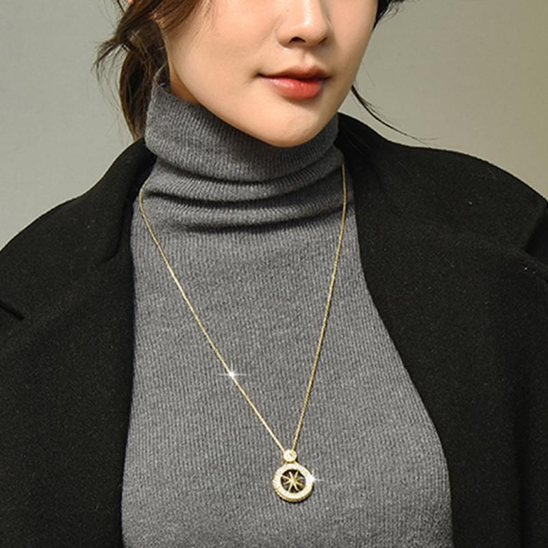 Korean Style Sparkle Star Necklace With Alloy Gemstone Pendant For Winter Fashion