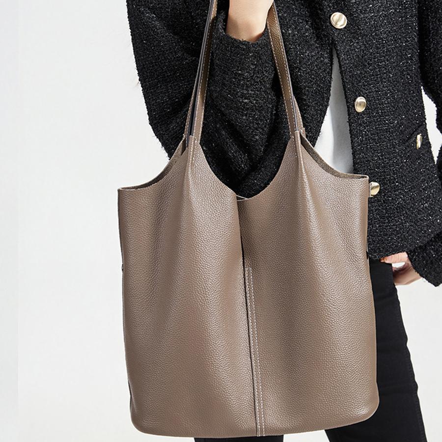 Luxury Genuine Leather women's handbags new Tote bag large capacity Quality women's shoulder bag commuter fashion bucket bag sac