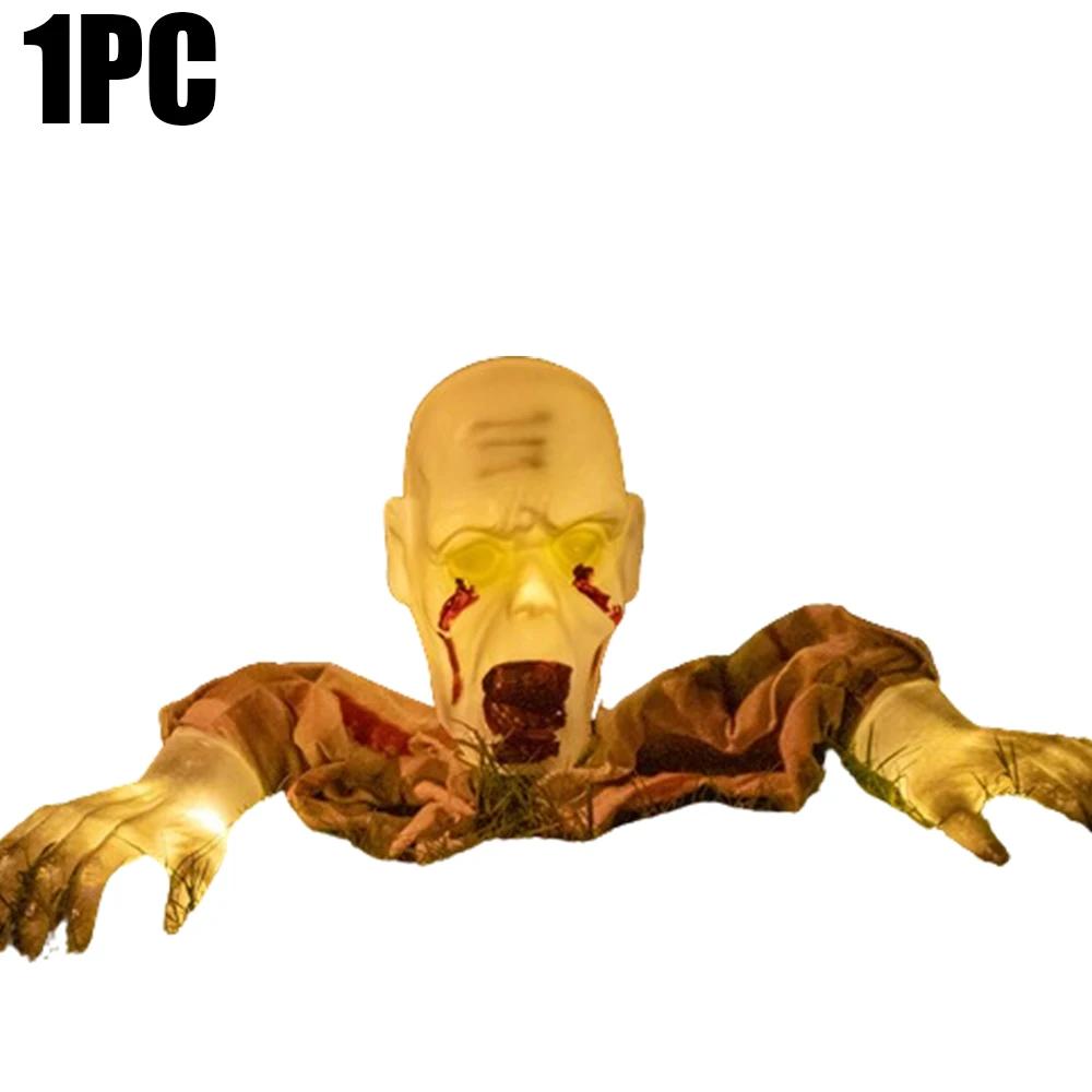 Halloween Glowing Skeleton Ground Plug Hands Set Creepy Ghost Horror Ornament Warm Light Decoration for Yard Street Party Props