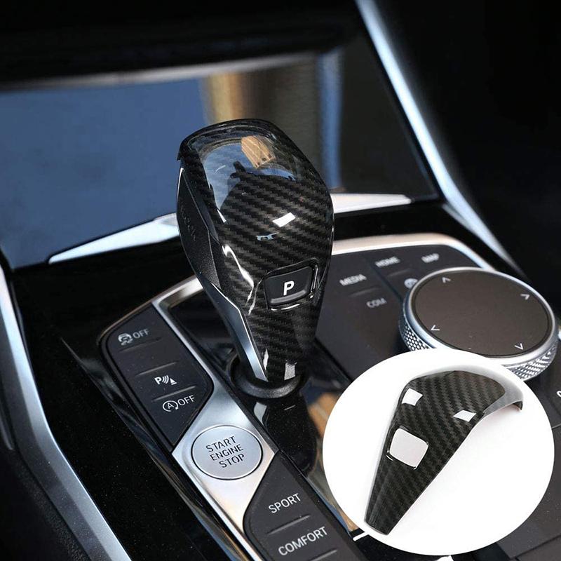 Carbon Fiber Look Gear Shift Knob Cover Trim Interior Shifter Head Decoration Frame Styling Stickers for BMW 3 Series G20 G28 2020-2023
