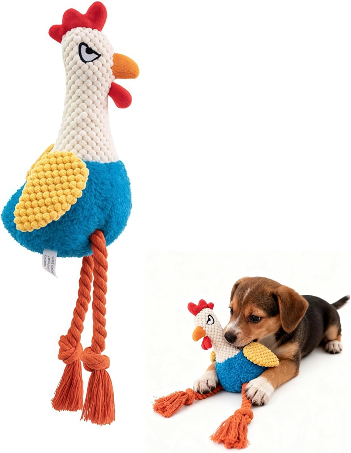 

Plush Flamingo Dog Toys Squeaky Stuffed Animal with Rope Legs Interactive Chew Toy Accompanying for Small Medium Dogs Pet Toys