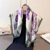 Women's Imitation Silk Square Scarf Soft Satin Print Wrap Foulard Neckerchief Bandannas Hair Skinny Tie Scarves Shawls Travel