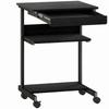 Rolling Desk with Drawer and Shelves, 4 Wheels, Compact, Particleboard, Metal