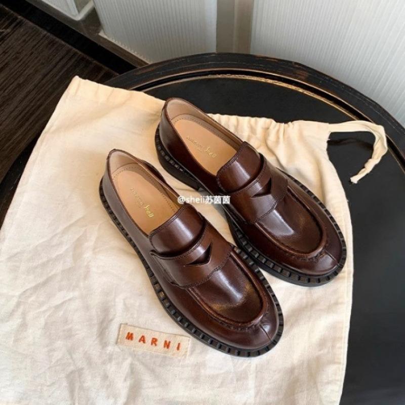 

Женские туфли-лоферы из коровьей кожи на толстой подошве и толстом каблуке, маленькие кожаные туфли, весна 34