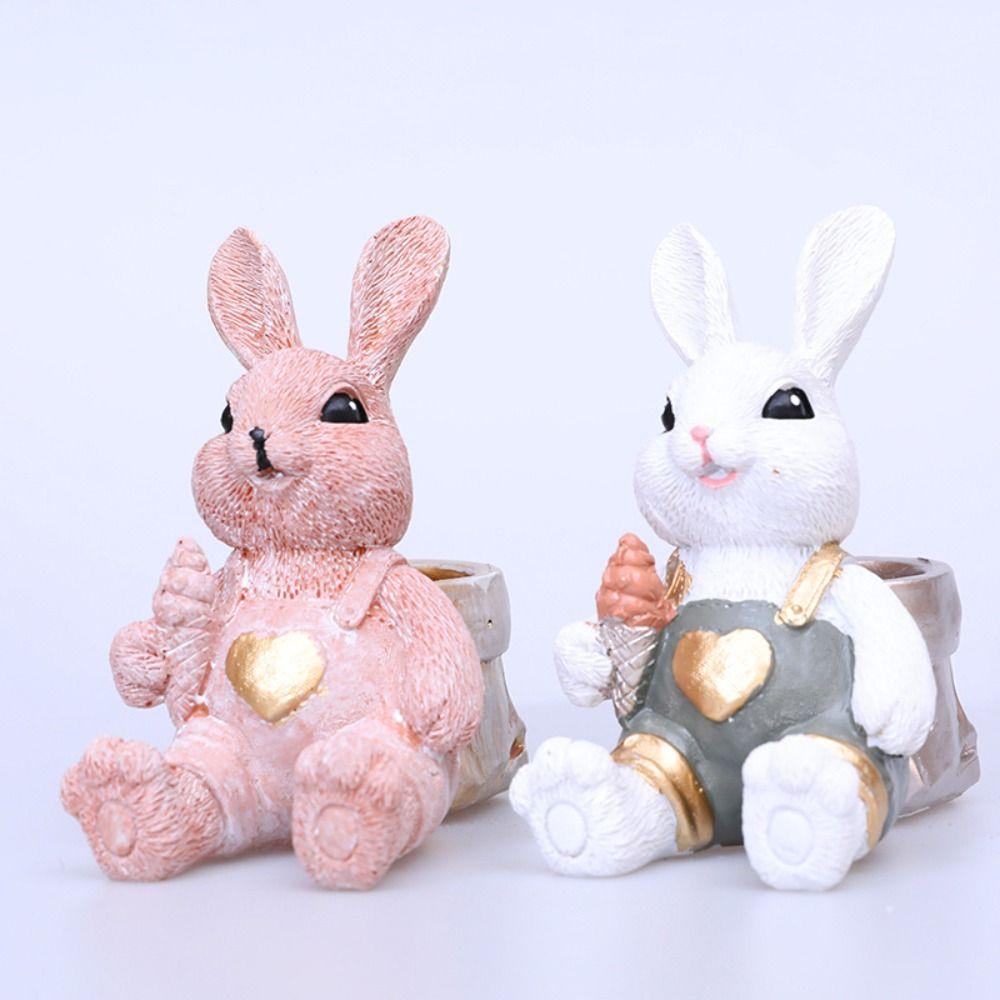 Festival Easter Bunny Figurine Resin Crafts Animal Sculpture Rabbit Desktop Ornament  Party Gifts