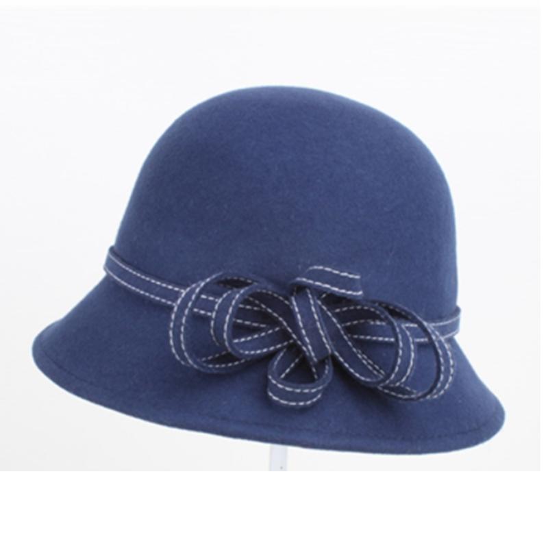 2022 Șapcă Cloche cu boruri asimetrice Lady Chic Flower Femei 100% Lână Pălării Fedora Negru Bleumarin Vin Roșu Camel Gri