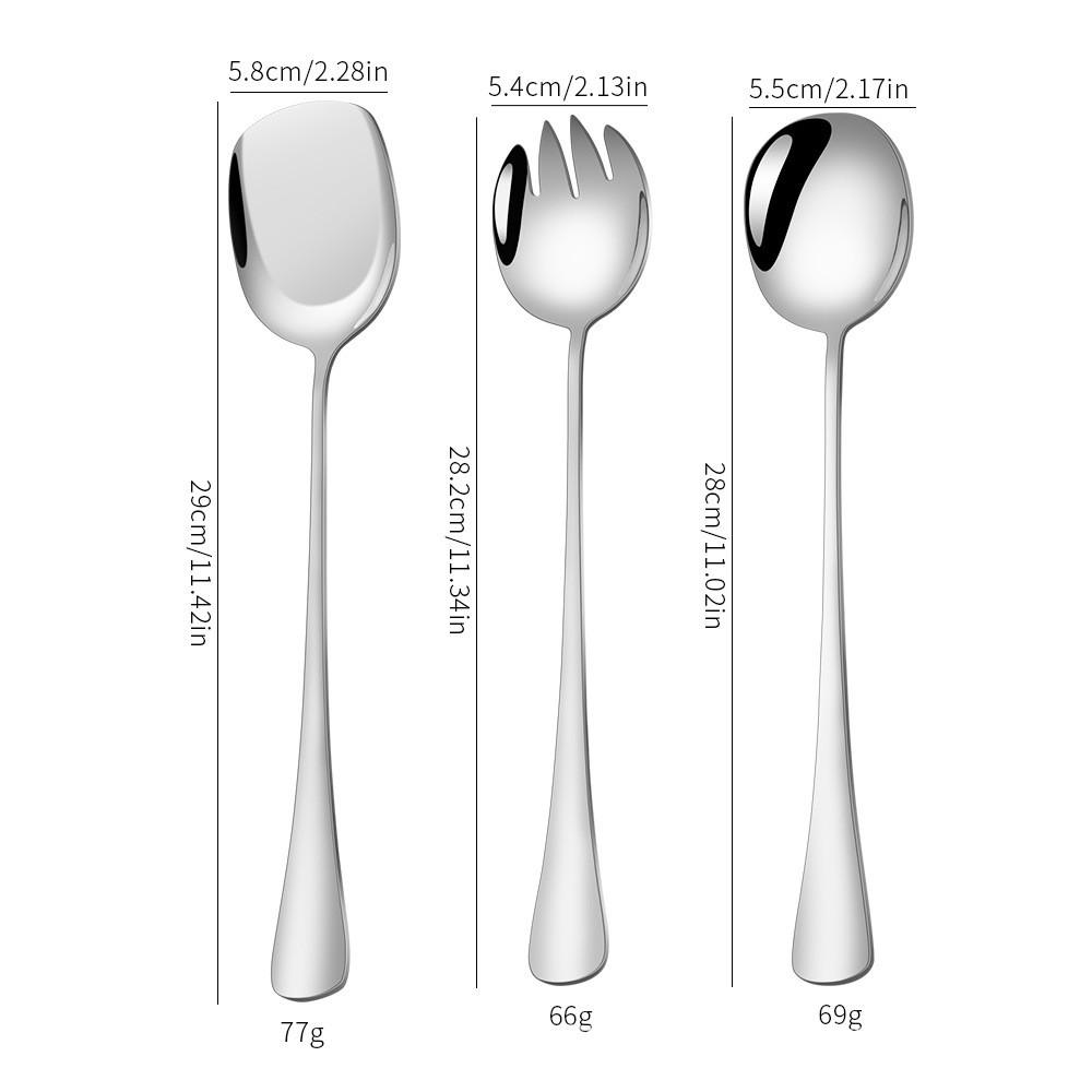 

Stainless Steel Construction Serving Spoon Set Long Handle Spoon серебряный