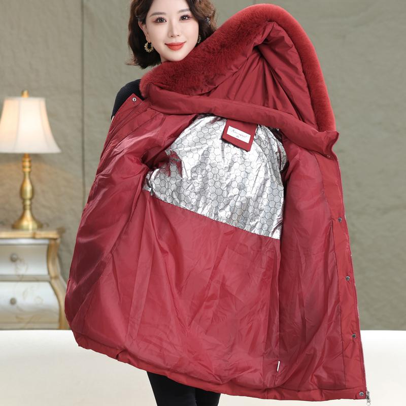 Jachete Femeie de Vârstă Mijlocie Iarnă Mărimi Mari Haine Exterioare cu Glugă Guler din Blană Faux Gros Cald Casual Palton de Iarnă Parkas Femei