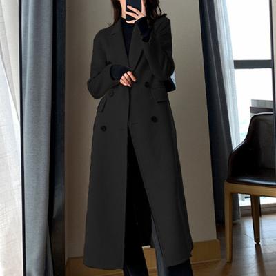 M-3Xl Long Trench Coat Women Streetwear Double Breasted Wool Coat Korean Plus Size Windbreaker Outwear Winter Woolen Overcoat