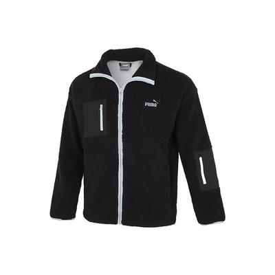 Sherpa Bonded Jacket With Embroidered Logo And Zip Collar Men Outerwear Black 534930-01