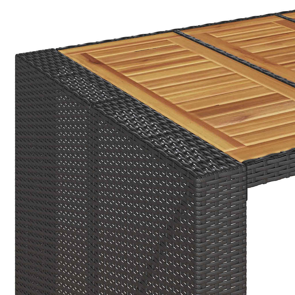 3 Piece Garden Bar Set without Cushions Black PE Rattan Acacia