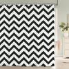 Black and White Striped Shower Curtain With Hooks Waterproof Polyester Fabric Geometric Pattern Home Decor Bathroom Curtain