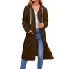 Women's Solid Color Fashionable Loose Zipper Long Cardigan Hooded Sweatshirt Jacket