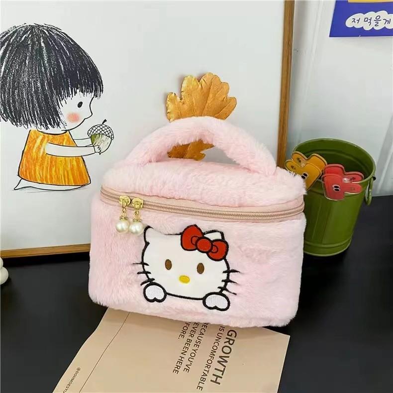 Adorable Plush Strawberry Bear Handbag For Women Spacious Makeup Organizer Bag