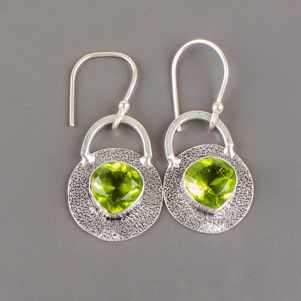 Peridot Gemstone 925 Sterling Silver Jewelry Handmade Earrings1.30" Gift For Her EE-63-8