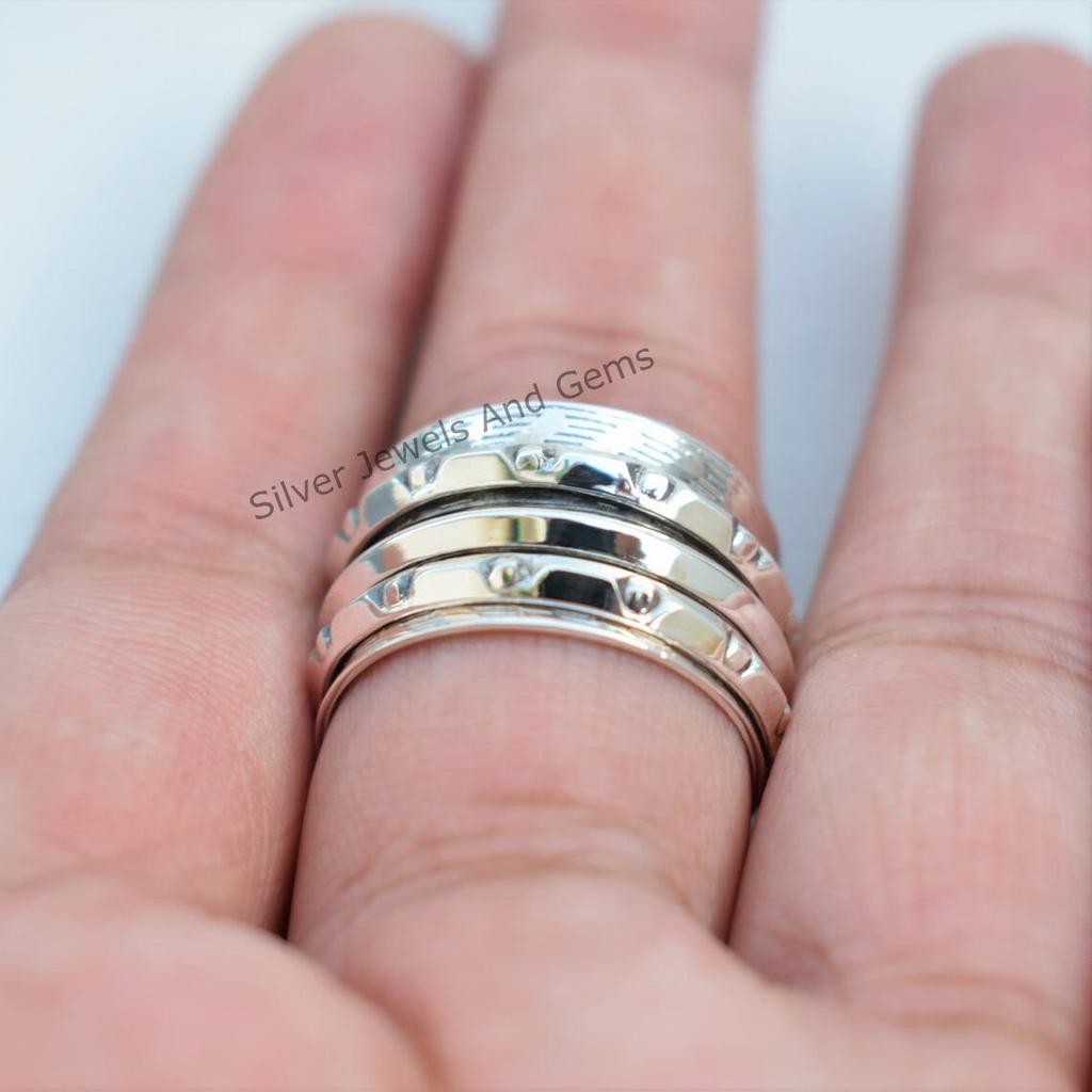 Handmade Sterling Silver Spinner Ring: Meditation Fidget Ring