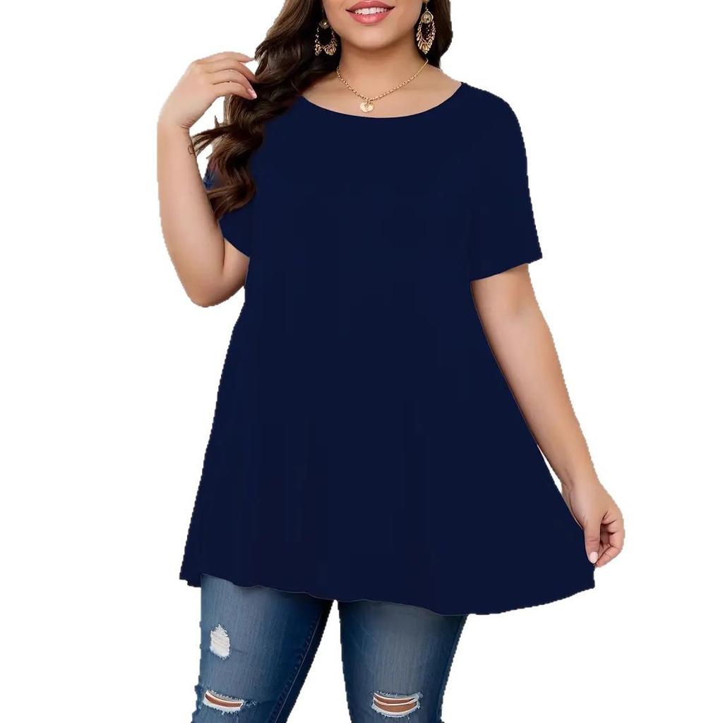 Women's Summer Trend Printed Short Sleeve Large Size Round Neck T-shirt