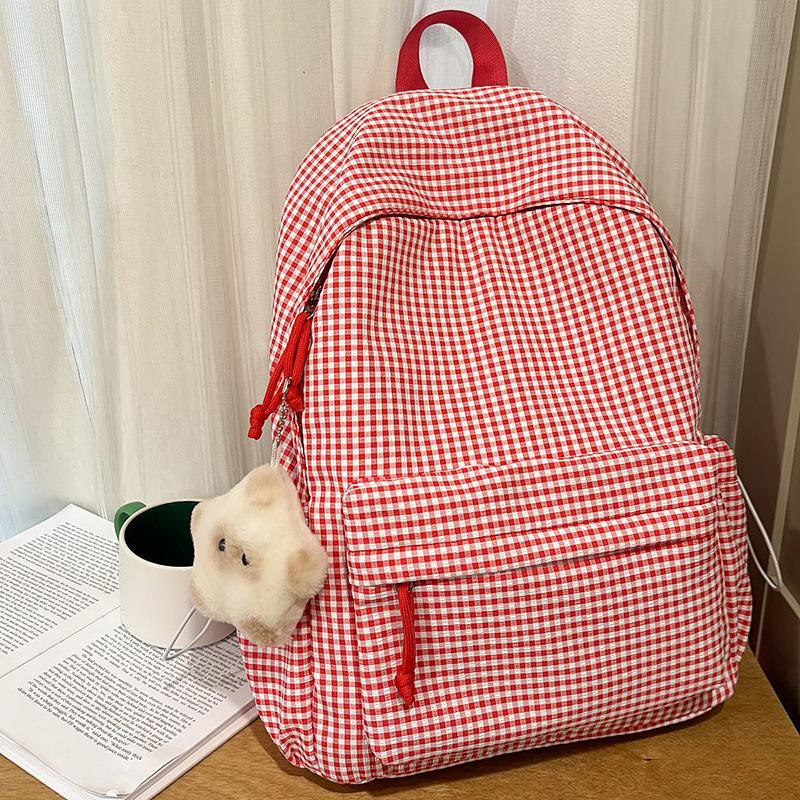 Large Capacity Casual Backpack Women's New Small Fresh College Style Student Schoolbag Plaid Backpack