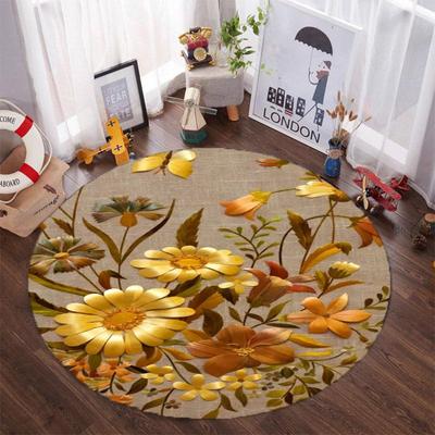 1 stuks gouden bloemen ronde tapijten waterdichte antislip dikke gewatteerde vloermat zware comfortabele staande mat voor keuken