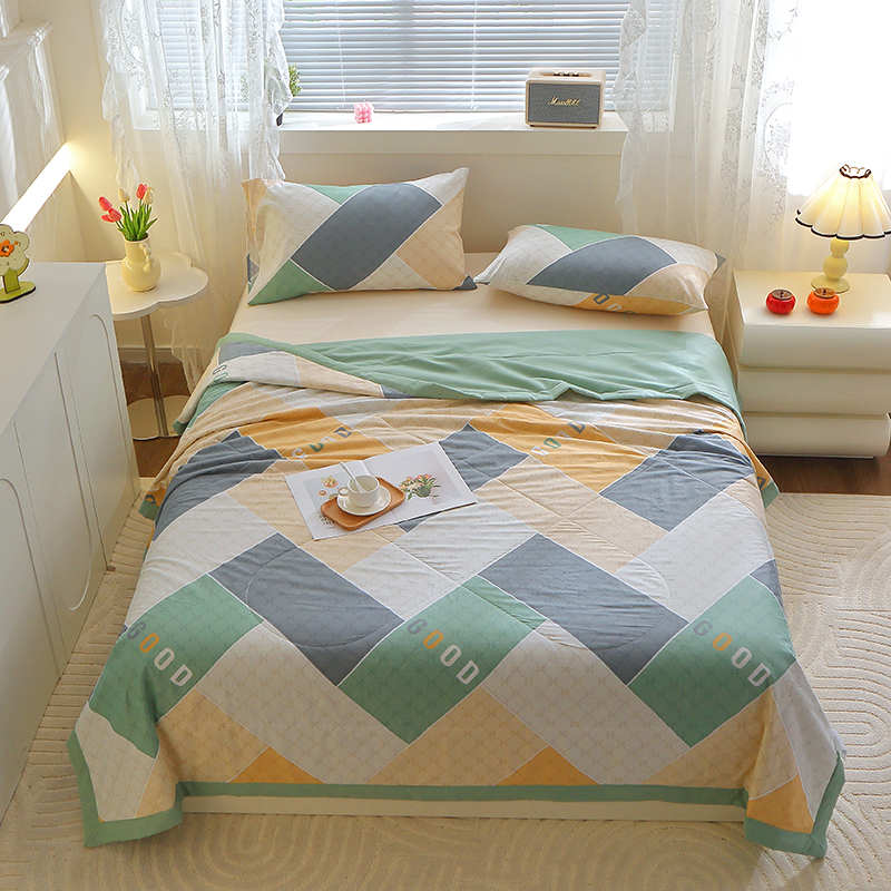 Floral Rainbow Pattern Quilt 100% Cotton Skin-friendly Comfortable Flowers Print Air Conditioning Quilt for Kids Teens Adults