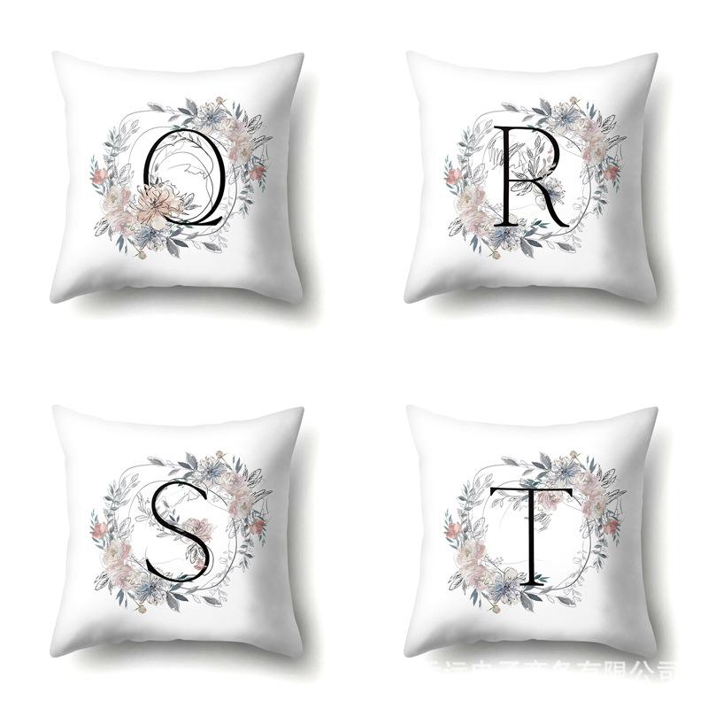 Polyester Pillowcase Simple and Fresh Xiaohua Home Furnishing 26 English Letter Printed Waist Cushion Pillowcase