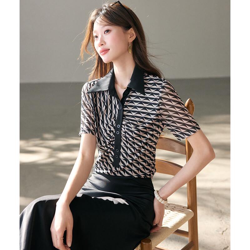 Sanpowa Women s Elegant Retro French Lapel Blouse L