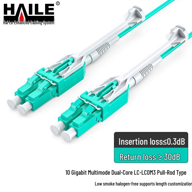 

HAILE 10 Gigabit Pull-Tab LC-LC OM3 Multimode Fiber Optic Patch Cable 15m