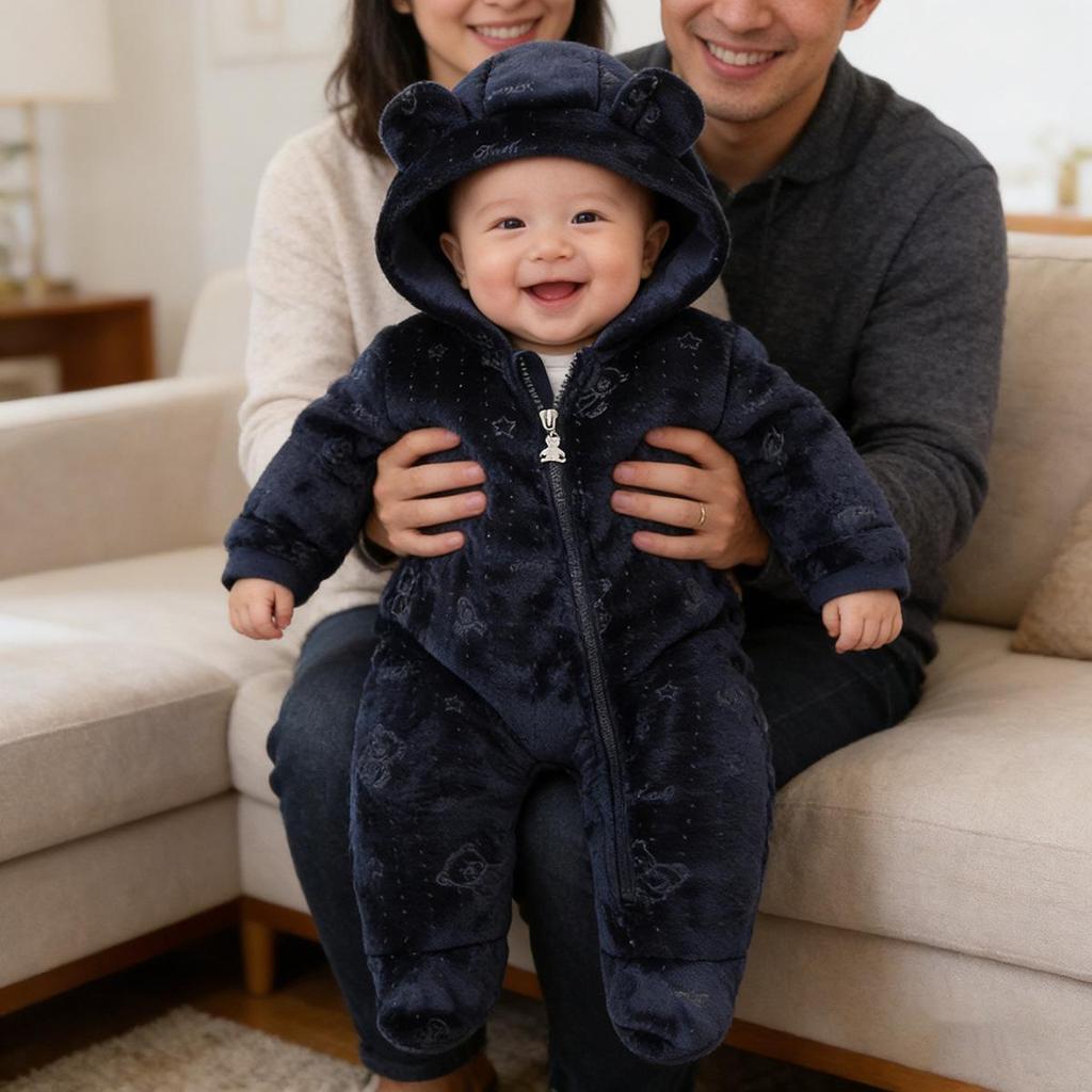 Unisex Baby Flannel Jumpsuit - Warm, Thickened Autumn/Winter Crawling Outfit for Newborns & Toddlers