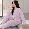 Women's Winter Flannel Pajama Set - Thick Long Sleeve, Pants, Cardigan, Warm, Casual, Loose Fit