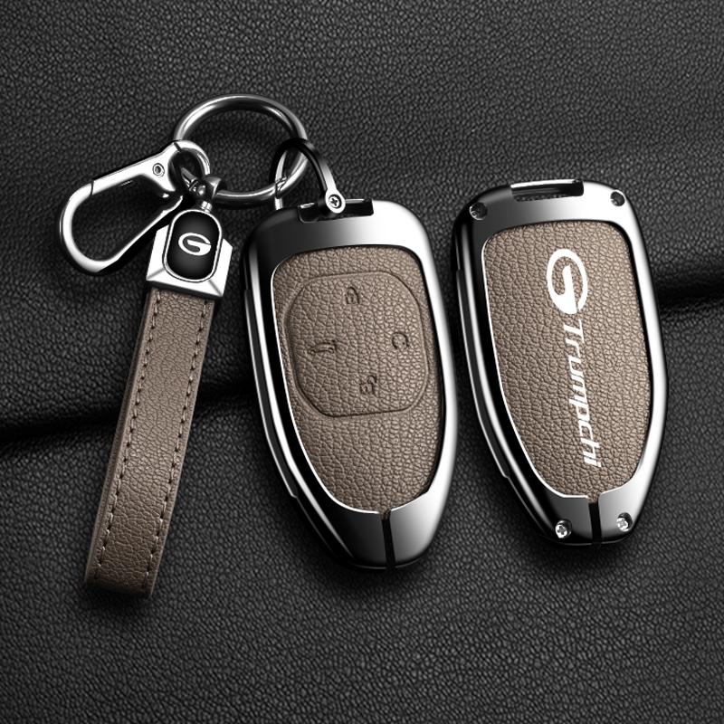 Goatskin Car Key Case Gac New Energy Trumpchi  Empow J11 J12 J13 J14 J15 J16 Gs8 Car Key Key Cover Zinc Alloy Leather Protec
